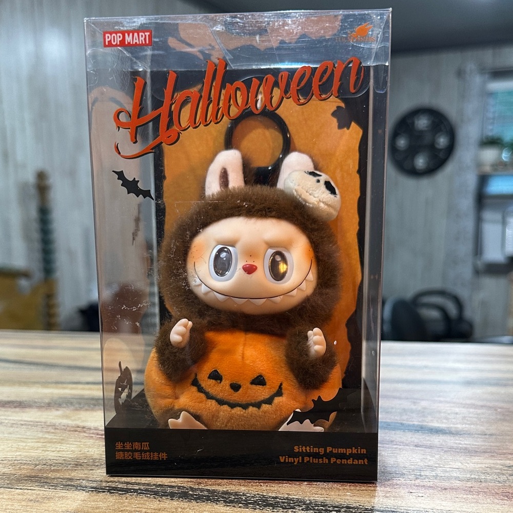 LABUBU Halloween Sitting Pumpkin Vinyl Plush Pendant